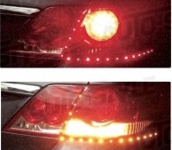Foto van Led string rem- en achteruitrij verlichting rood/wit set 2x50cm universeel via winparts