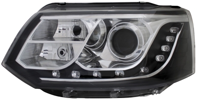 Foto van Set koplampen incl. drl volkswagen transporter t5 facelift 2010-2015 - zwart - incl. motor volkswagen transporter v bus (7hb, 7hj, 7eb, 7ej, 7ef, 7eg, 7hf, 7ec) via winparts