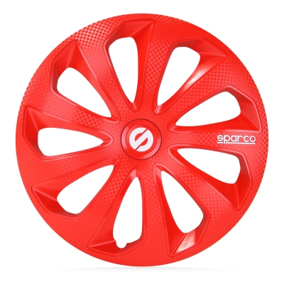 4-delige sparco wieldoppenset sicilia 14-inch rood/carbon universeel  winparts