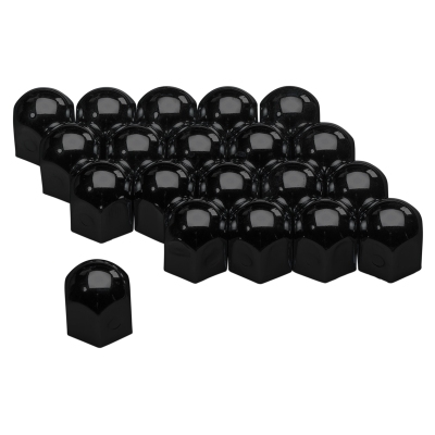 Foto van Set universele wielmoerkapjes - zwart staal - 17mm - set á 20 stuks universeel via winparts