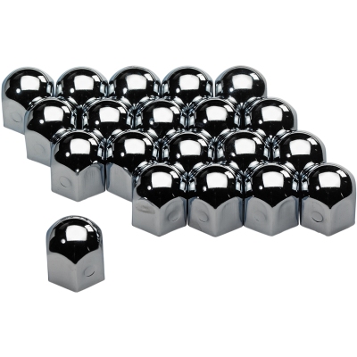 Foto van Set universele wielmoerkapjes - chroom staal - 19mm - set á 20 stuks universeel via winparts