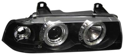Foto van Set koplampen bmw 3-serie e36 coupe/cabrio - zwart - incl. knipperlichten & angel-eyes bmw 3 coupé (e36) via winparts