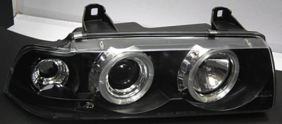 Foto van Set koplampen bmw 3-serie e36 sedan/touring - zwart - incl. knipperlichten & angel-eyes bmw 3 (e36) via winparts