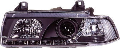 Foto van Set koplampen drl-look bmw 3-serie e36 coupe/cabrio - zwart bmw 3 cabriolet (e36) via winparts