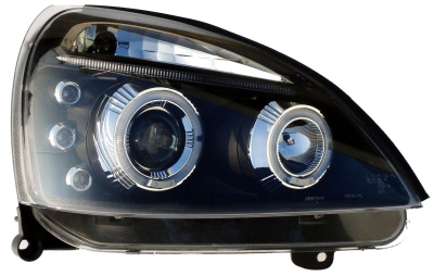 Foto van Set koplampen renault clio ii facelift 2001-2005 - zwart - incl. angel-eyes renault clio ii bestelwagen (sb0/1/2_) via winparts