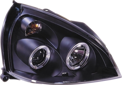 Set koplampen renault clio ii facelift 2001-2005 - zwart - incl. angel-eyes renault clio ii bestelwagen (sb0/1/2_)  winparts