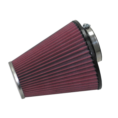 Foto van K&n universeel conisch filter 64mm aansluiting, 170mm bodem x 89mm top, 180mm hoogte, met twee ontlu universeel via winparts