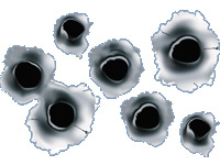 Sticker 7 bulletholes - zwart/metaal - 10x17cm universeel  winparts