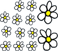 Sticker flowers - wit/geel - 13.5x15.5cm universeel  winparts