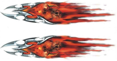 Stickerset flaming metal tribals - 2x 8x30cm universeel  winparts