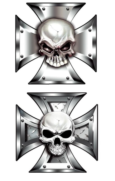 Foto van Stickerset skull in ironcross - 2x 8x8cm universeel via winparts