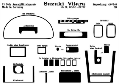 Foto van Prewoodec interieurset suzuki vitara 7/1995- 23-delig - wortelnoot suzuki vitara (et, ta) via winparts