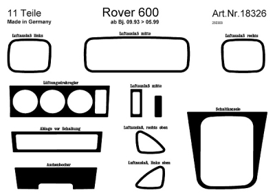 Foto van Prewoodec interieurset rover 600 4-deurs 9/1993- 11-delig - wortelnoot rover 600 (rh) via winparts