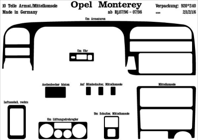 Prewoodec interieurset opel monterey 9/1995- 10-delig - wortelnoot opel monterey a (ubs_)  winparts