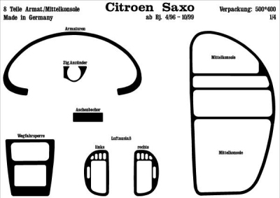 Prewoodec interieurset citroën saxo 3/5-deurs 1996- 8-delig - aluminium citroen saxo (s0, s1)  winparts