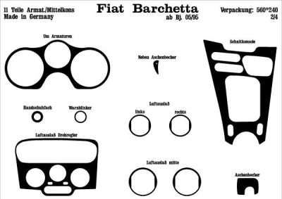 Prewoodec interieurset fiat barchetta 3/1995- 11-delig - wortelnoot fiat barchetta (183_)  winparts