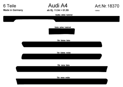 Prewoodec interieurset audi a4 11/1994-1/1999 6-delig - aluminium audi a4 avant (8d5, b5)  winparts