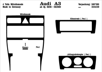 Prewoodec interieurset audi a3 3/5-deurs 9/1996- 4-delig - aluminium audi a3 (8l1)  winparts