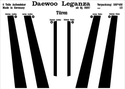 Prewoodec exterieurset daewoo leganza 5-deurs 9/1997- - carbon-look daewoo leganza (klav)  winparts