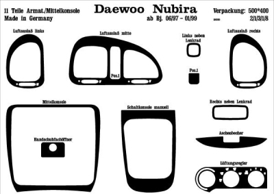 Prewoodec interieurset daewoo nubira 5/1997- 5-deurs 11-delig - wortelnoot daewoo nubira saloon (klaj)  winparts