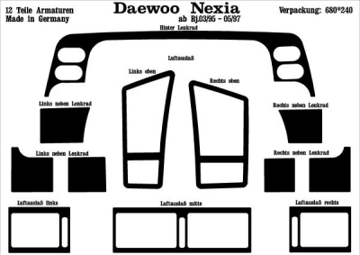 Foto van Prewoodec interieurset daewoo nexia 3/4/5-deurs 2/1995- 12-delig - aluminium daewoo nexia (kletn) via winparts