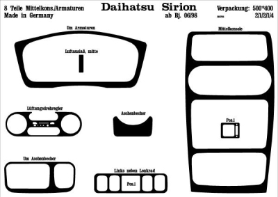 Prewoodec interieurset daihatsu sirion 6/1998- 8-delig - wortelnoot daihatsu sirion (m1)  winparts