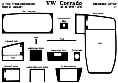 Prewoodec interieurset volkswagen corrado -1/1993 12-delig - aluminium volkswagen corrado (53i)  winparts