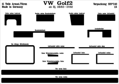 Prewoodec interieurset volkswagen golf ii 3/5-deurs -3/1992 15-delig - aluminium volkswagen golf ii (19e, 1g1)  winparts