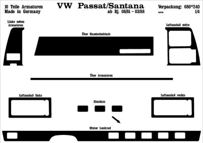 Prewoodec interieurset volkswagen passat/santana 1982-1988 10-delig - wortelnoot volkswagen passat (3a2, 35i)  winparts