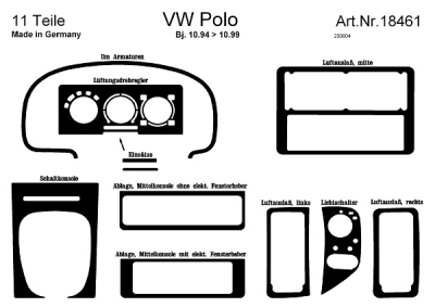 Prewoodec interieurset volkswagen polo 6n 1994-1999 9-delig - aluminium volkswagen polo (6n1)  winparts