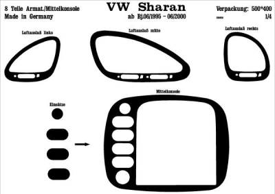 Prewoodec interieurset volkswagen sharan 4/1995- 8-delig - aluminium volkswagen sharan (7m8, 7m9, 7m6)  winparts