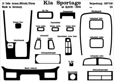 Prewoodec interieurset kia sportage 8/1994-6/1999 19-delig - wortelnoot kia sportage (k00)  winparts