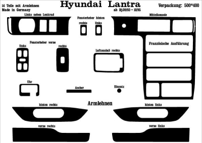 Prewoodec interieurset hyundai lantra 10/1994-8/1995 14-delig - wortelnoot hyundai lantra i (j-1)  winparts