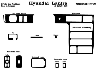 Foto van Prewoodec interieurset hyundai lantra 10/1994-8/1995 10-delig - wortelnoot hyundai lantra ii wagon (j-2) via winparts