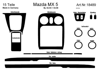 Foto van Prewoodec interieurset mazda mx-5 90pk 9/1994- 15-delig - aluminium mazda mx-5 iii (nc) via winparts