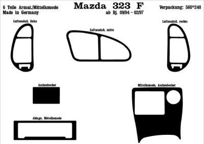 Prewoodec interieurset mazda 323f 9/1994-10/1996 6-delig - aluminium mazda 323 s vi (bj)  winparts