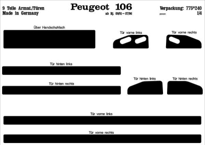 Prewoodec interieurset peugeot 106 4/1991-5/1996 7-delig - aluminium peugeot 106 i (1a, 1c)  winparts