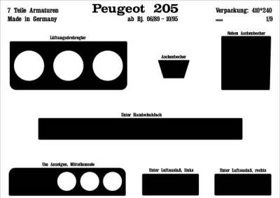 Prewoodec interieurset peugeot 205 10/1990-9/1995 7-delig - pianozwart peugeot 205 ii (20a/c)  winparts