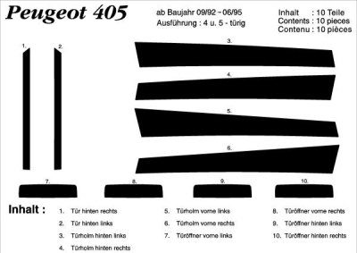 Prewoodec exterieurset peugeot 405 4/5-deurs 9/1992- 10-delig - wortelnoot peugeot 405 ii break (4e)  winparts