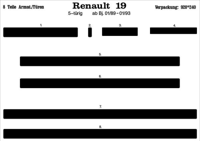 Prewoodec interieurset renault 19 5-deurs -4/1992 8-delig - wortelnoot renault 19 i chamade (l53_)  winparts