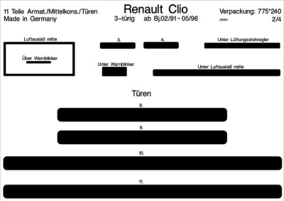 Prewoodec interieurset renault clio 3-deurs 1991-5/1996 11-delig - wortelnoot renault clio i (b/c57_, 5/357_)  winparts