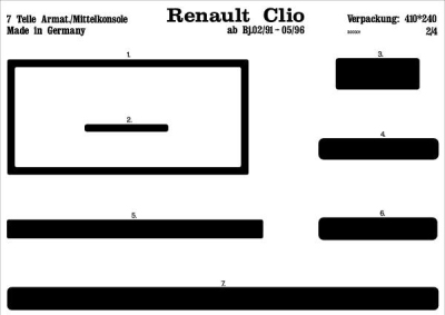 Foto van Prewoodec interieurset renault clio 1/1991-5/1996 7-delig - aluminium renault clio i bestelwagen (s57_) via winparts