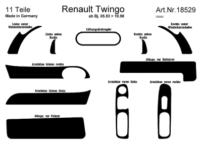 Foto van Prewoodec interieurset renault twingo 8/1993- 11-delig - carbon-look renault twingo i (c06_) via winparts