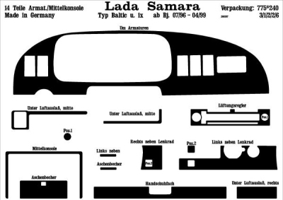 Foto van Prewoodec interieurset lada samara 7/1996-4/1999 14-delig - wortelnoot lada samara (2108, 2109, 2115) via winparts