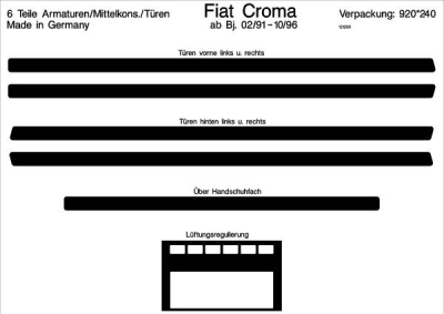 Prewoodec interieurset fiat croma -9/1996 6-delig - wortelnoot fiat croma (154_)  winparts
