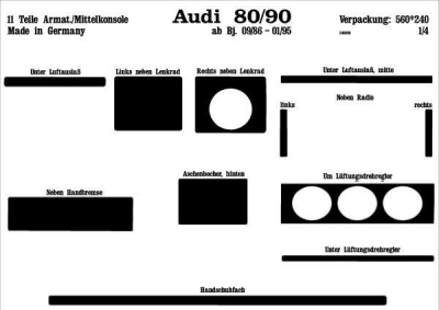 Foto van Prewoodec interieurset audi 80 1986-10/1994 11-delig - aluminium audi 80 (81, 85, b2) via winparts