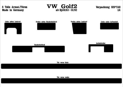 Prewoodec interieurset volkswagen golf ii -3/1992 8-delig - aluminium volkswagen golf ii (19e, 1g1)  winparts