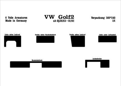 Prewoodec interieurset volkswagen golf ii 1/1983-3/1992 6-delig - wortelnoot volkswagen golf ii (19e, 1g1)  winparts
