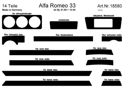 Prewoodec interieurset alfa romeo 33 1990- 14-delig - wortelnoot alfa romeo 33 (907a_)  winparts
