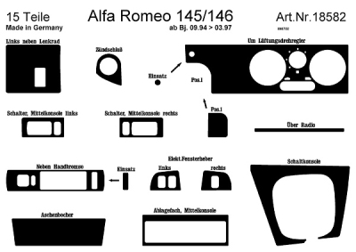Foto van Prewoodec interieurset alfa romeo 145/146 5/1995- 15-delig - wortelnoot alfa romeo 145 (930_) via winparts